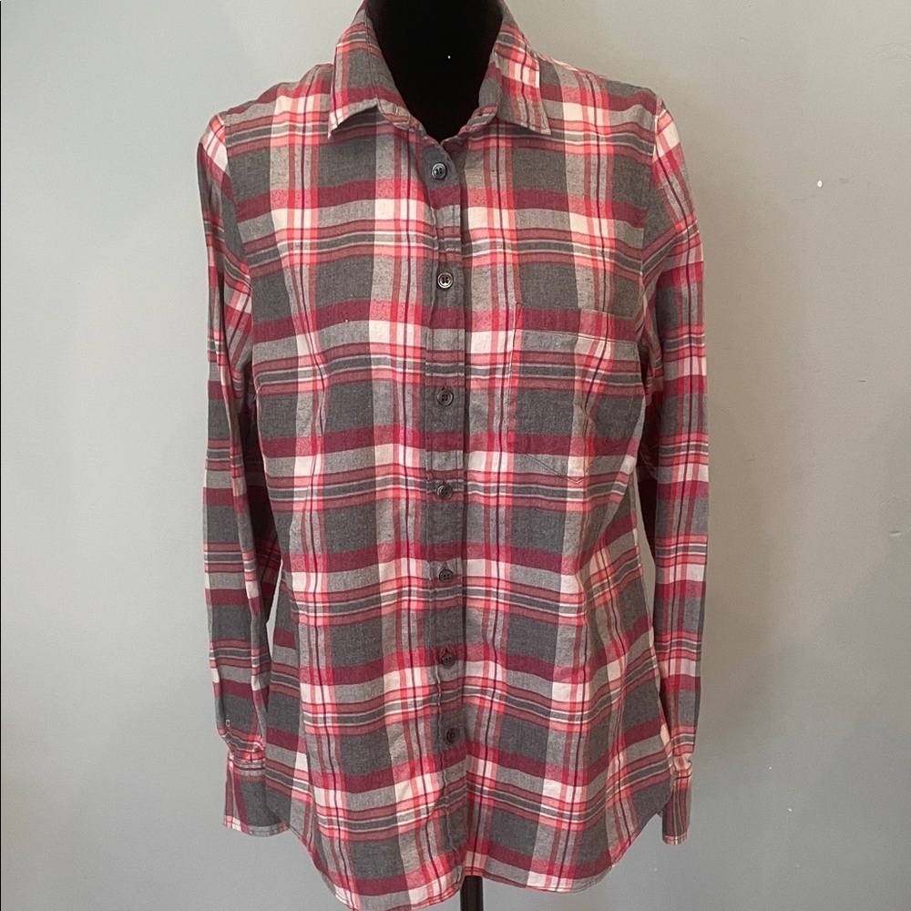Gray and Red Plaid women’s  Shirt j. Crew medium